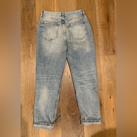 Free People- We The Free | Wide Leg Distressed Light Wash Jeans | Sz 30 Trending - Picture 2 of 10